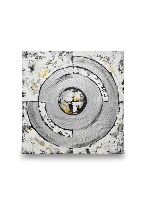 Tablou concentric alb-gri – 80×80 cm | Olivy