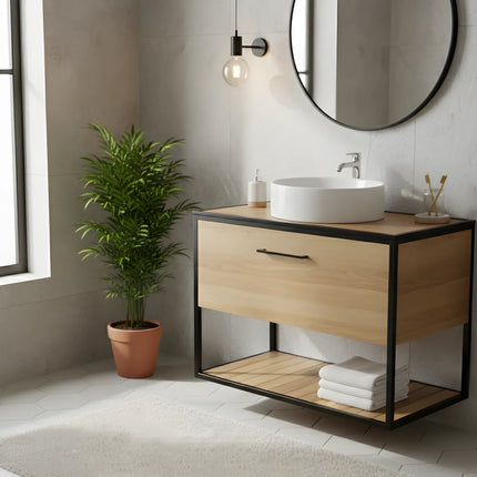 Mobilier baie suspendat Loft Scandi Seville cu blat – Design Nordic