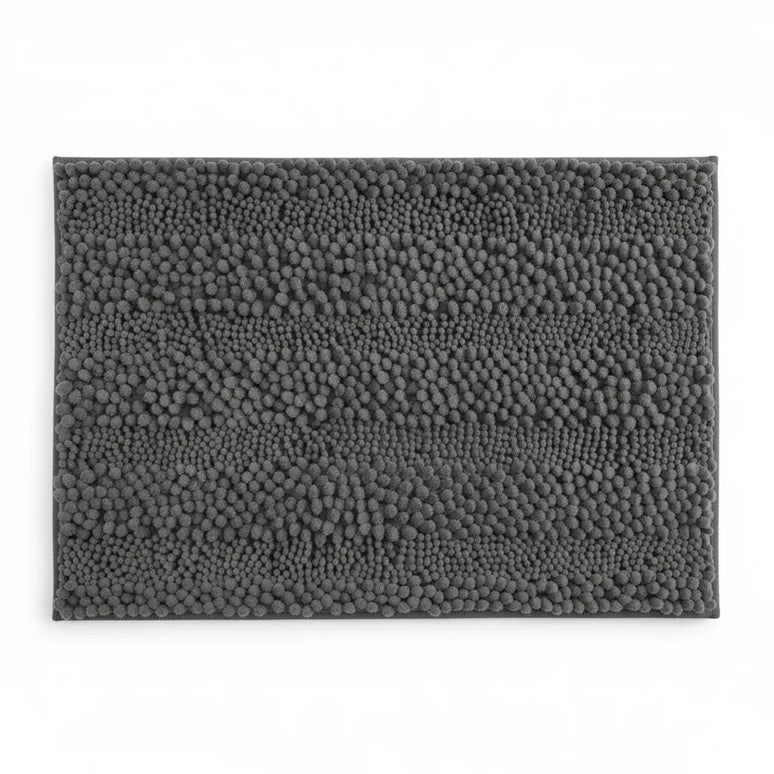 Covoraș baie din Chenille moale, strat antiderapant, 45×70 cm, Gri inchis