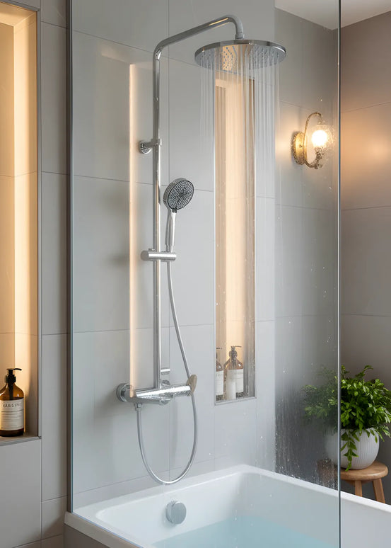 Set duș RoseGold Trio Exposed – 3 căi, montaj aparent