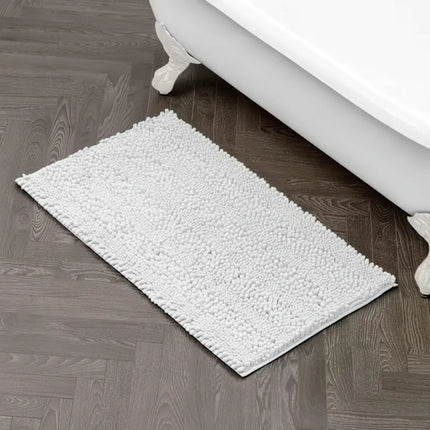 Covoraș baie din Chenille moale, strat antiderapant, 45×70 cm, Alb