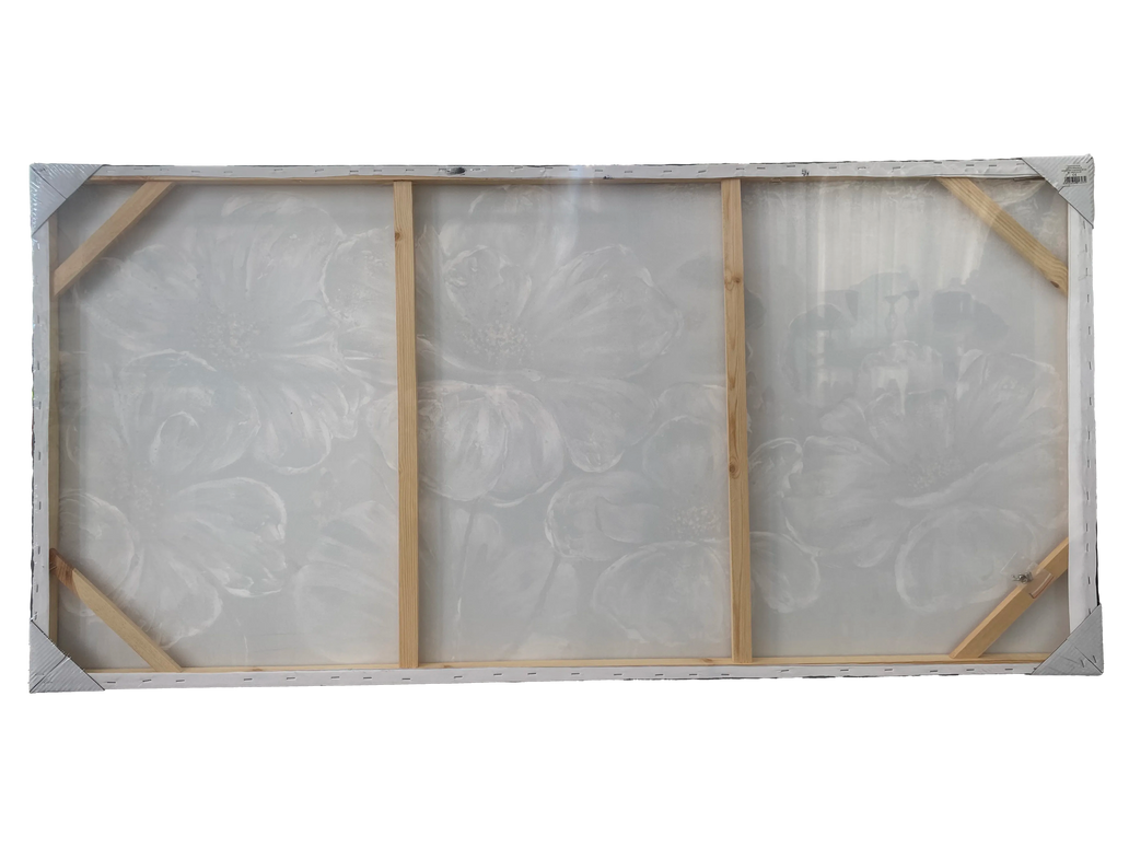 Tablou floral gri cu accente aurii – 70×140 cm | Olivy