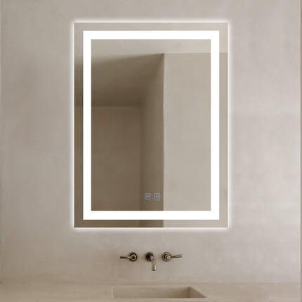 Oglindă baie LED H109 rectangulară cu 3 lumini, anti-aburire și touch control
