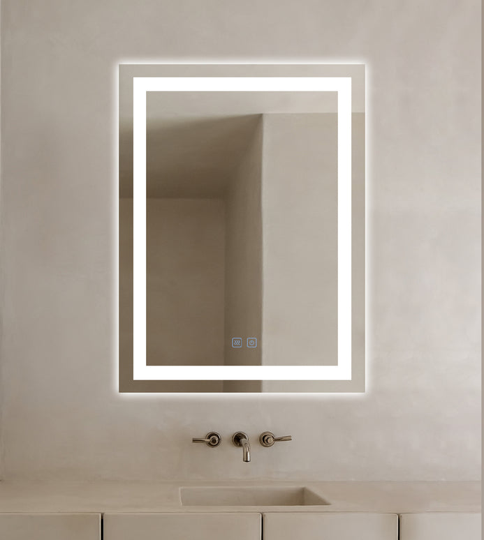 Oglindă baie LED H109 rectangulară cu 3 lumini, anti-aburire și touch control