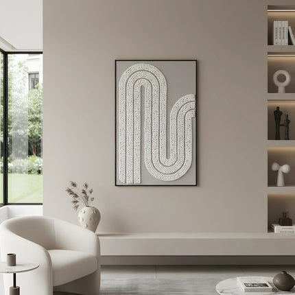 Tablou bej texturat în relief – 82×122 cm | Olivy