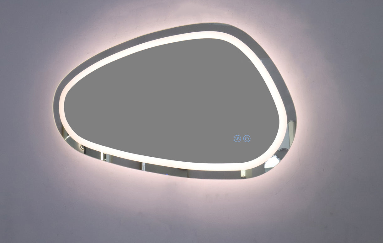 Oglindă baie LED H18 asimetrică cu 3 lumini, anti-aburire și touch control