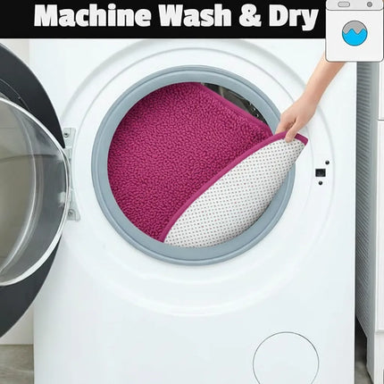 Covoraș baie din microfibră supersoft, antiderapant TRP, 45×75 cm, Fucsia