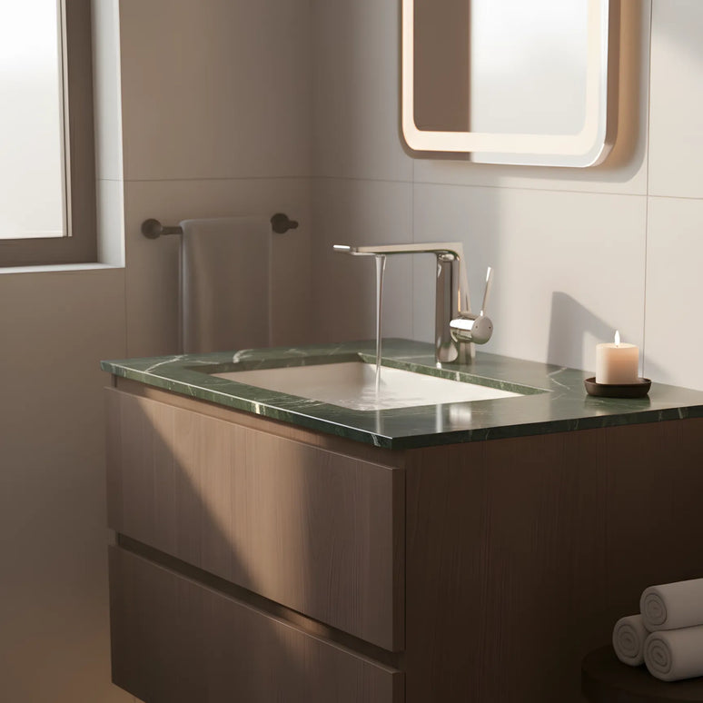 Baterie lavoar modernă – alamă solidă, crom inox