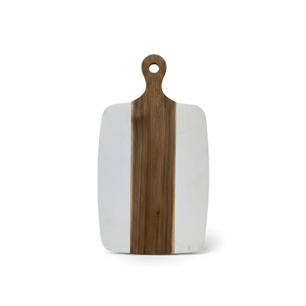 Tocător din lemn de acacia și marmură albă, 35×18 cm, design modern, Olivy