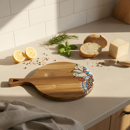 Tocător din lemn, rotund, 37×27 cm, Colecția Mandala – Olivy