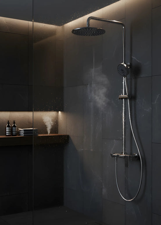 Set duș 2 funcții – finisaj crom lucios, design modern din alamă solidă