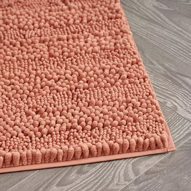 Covoraș baie din Chenille moale, strat antiderapant, 45×70 cm, Somon Cald