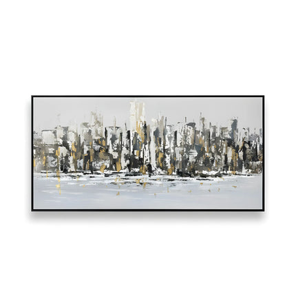 Tablou panoramic oraș auriu în relief – 70×140 cm | Olivy