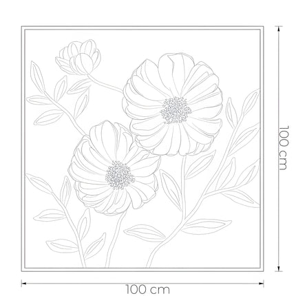 Tablou floral cu accente aurii și relief 3D – 100×100 cm | Olivy