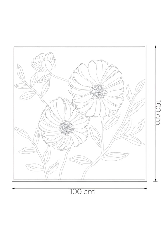 Tablou floral cu accente aurii și relief 3D – 100×100 cm | Olivy