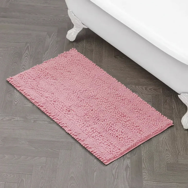 Covoraș baie din Chenille moale, strat antiderapant, 45×70 cm, Roz pudră