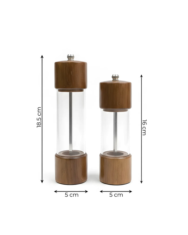 Râșniță sare din lemn, acril și oțel inoxidabil, 16×5 cm