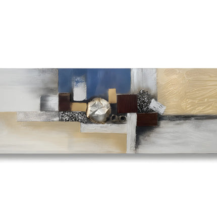 Tablou abstract cu detalii metalice – 50×150 cm | Olivy