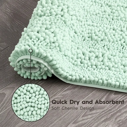 Covoraș baie din Chenille moale, strat antiderapant, 45×70 cm, Menta