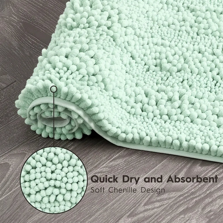 Covoraș baie din Chenille moale, strat antiderapant, 45×70 cm, Menta