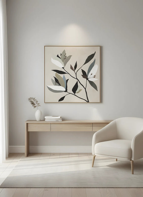 Tablou floral în tonuri naturale – 82 × 82 cm | Olivy