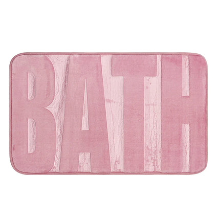 Covoraș baie cu inscripție BATH, antiderapant TRP, 45×75 cm, Roz