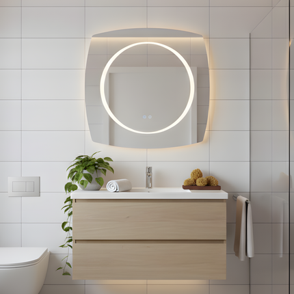 Oglindă Baie LED H-3075 cu 3 Nuante de Lumină, Dezaburire și Comutator Tactil – Design Modern