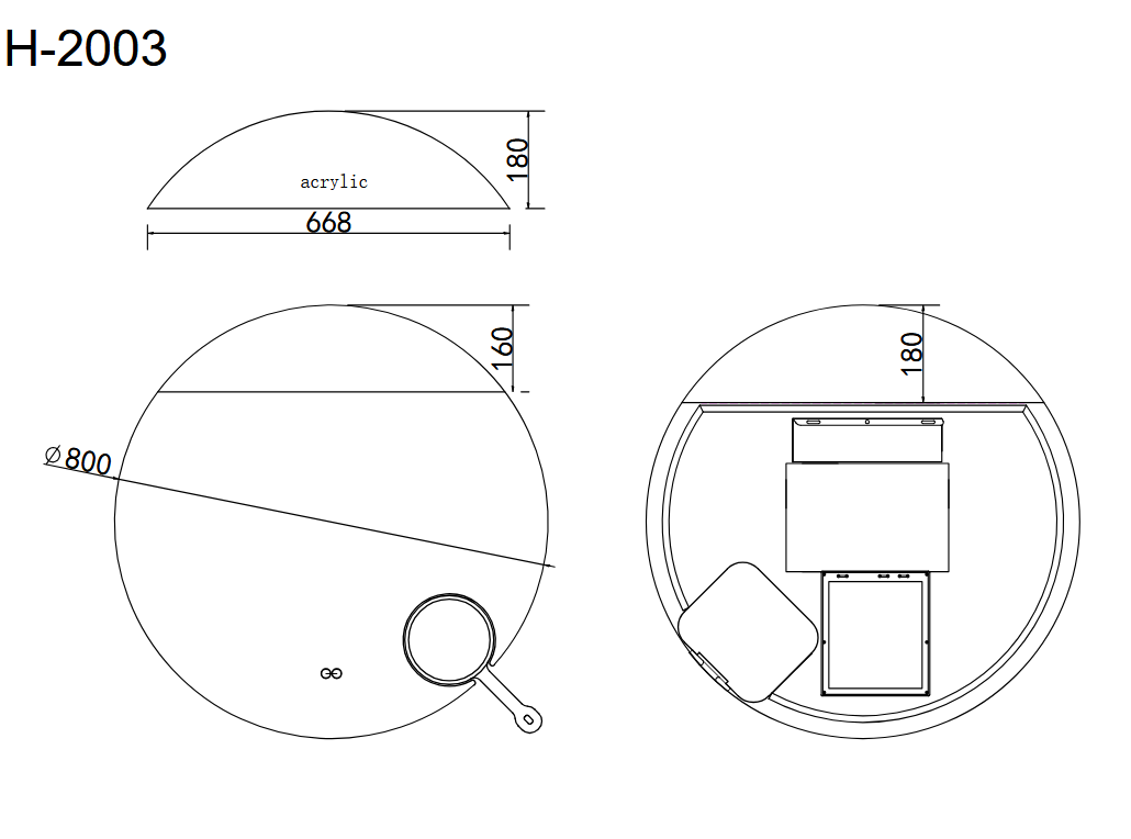Oglindă baie LED ⌀80 cm rotundă cu lumină COB, 3 nuanțe de lumină, lupă cosmetică, anti-aburire și touch control J-2003