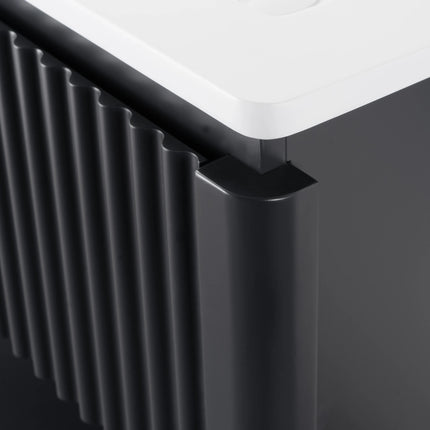 Set mobilier baie pe pardoseală 120 cm cu două lavoare și oglindă LED cu ramă neagră