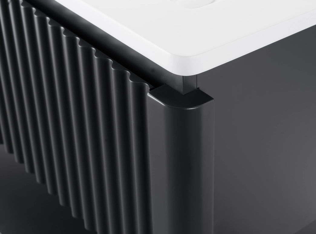 Set mobilier baie pe pardoseală 120 cm cu două lavoare și oglindă LED cu ramă neagră