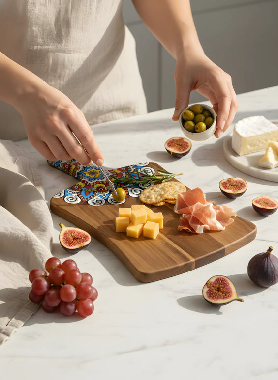 Tocător din lemn natural, Colecția Mandala, 36×22 cm – Olivy