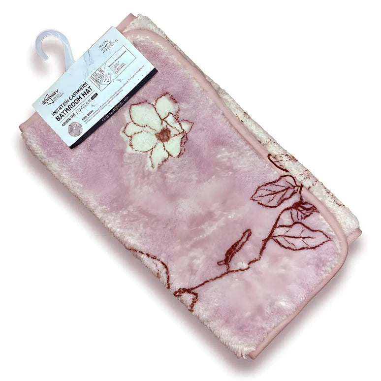 Covoraș baie absorbant, imitație cașmir, strat antiderapant, 40×60 cm, model floral Sakura