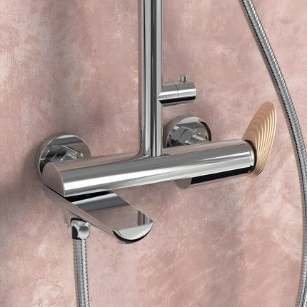 Set duș RoseGold Trio Exposed – 3 căi, montaj aparent