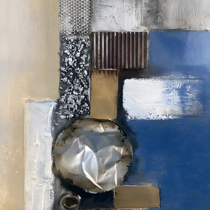 Tablou abstract cu detalii metalice – 50×150 cm | Olivy