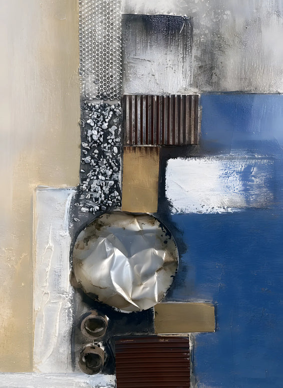 Tablou abstract cu detalii metalice – 50×150 cm | Olivy