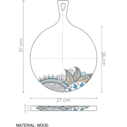 Tocător din lemn, rotund, 37×27 cm, Colecția Mandala – Olivy