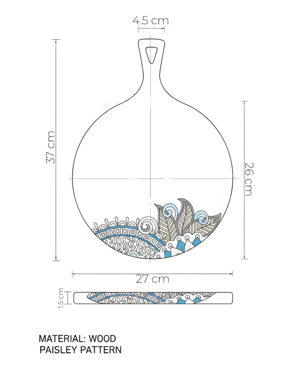 Tocător din lemn, rotund, 37×27 cm, Colecția Mandala – Olivy