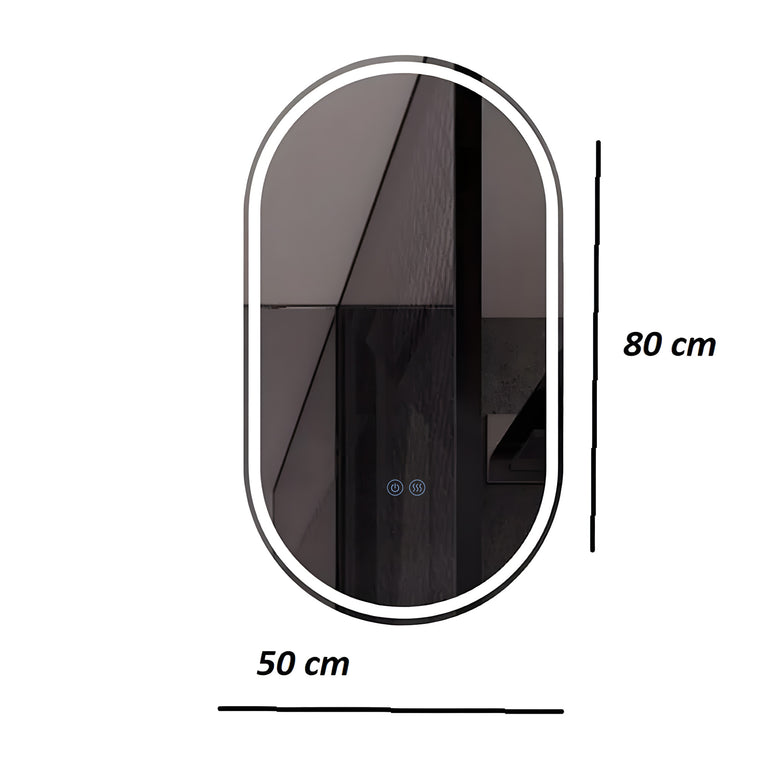 Oglindă baie H-120-1 cu LED, 3 nuanțe de lumină, anti-aburire, touch control