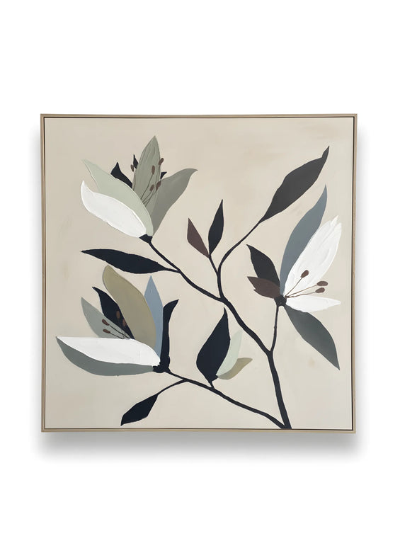 Tablou floral în tonuri naturale – 82 × 82 cm | Olivy