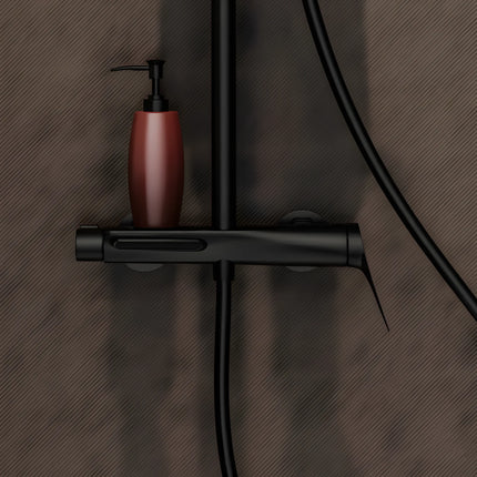 Set duș din alamă cu cioc de cadă integrat – Design premium negru mat