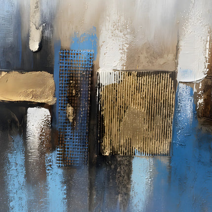 Tablou abstract albastru cu accente aurii – 80×120 cm | Olivy