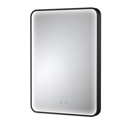 Oglindă LED H-1110 cu ramă aluminiu negru și funcție anti-aburire