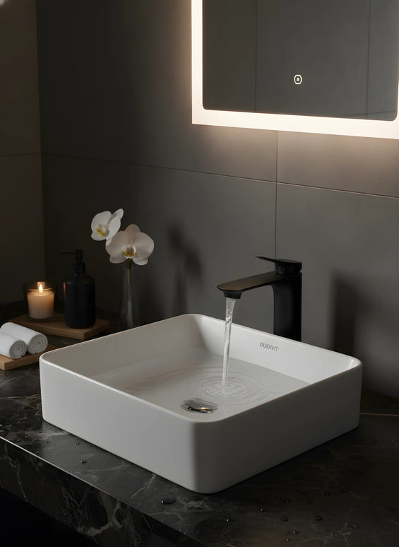 Baterie lavoar modernă Negru – design elegant din alamă solidă