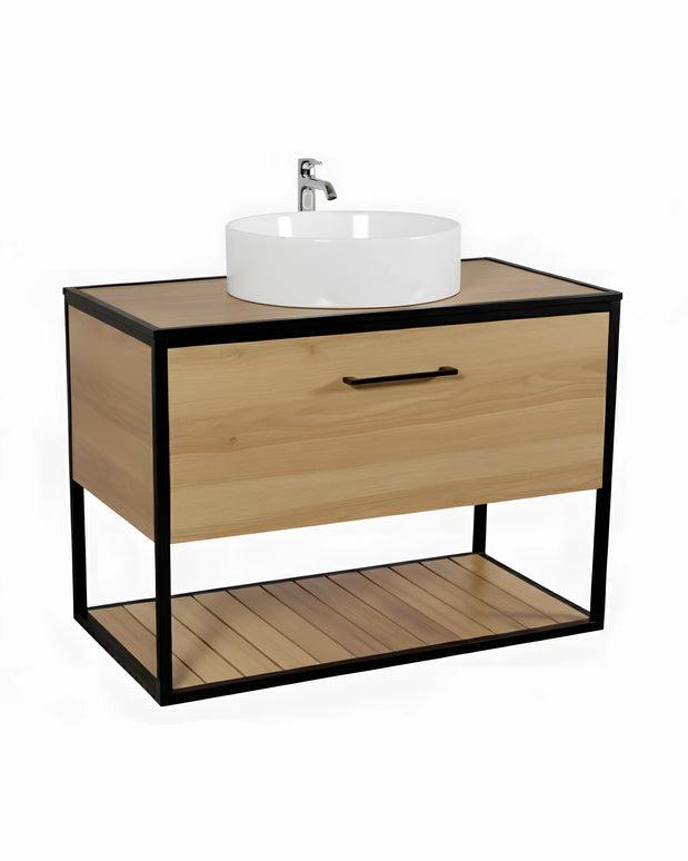 Mobilier baie suspendat Loft Scandi Seville cu blat – Design Nordic