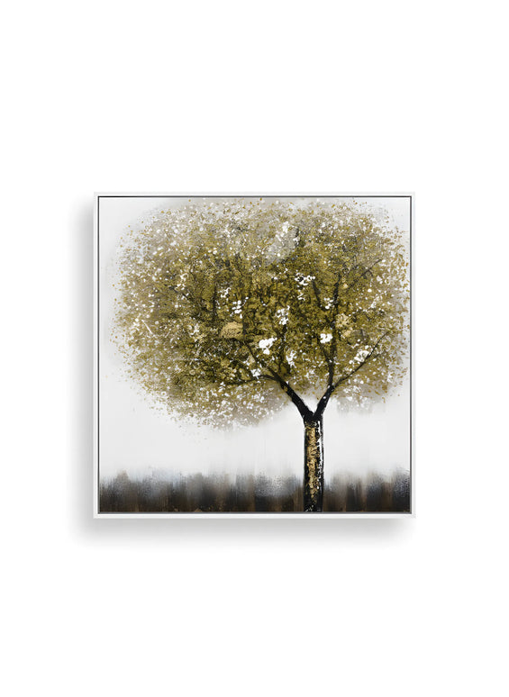 Tablou cu copac auriu în relief – 100×100 cm | Olivy