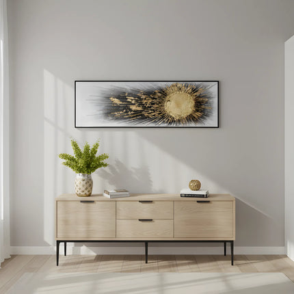 Tablou decorativ cu soare abstract – 50 × 150 cm | Olivy