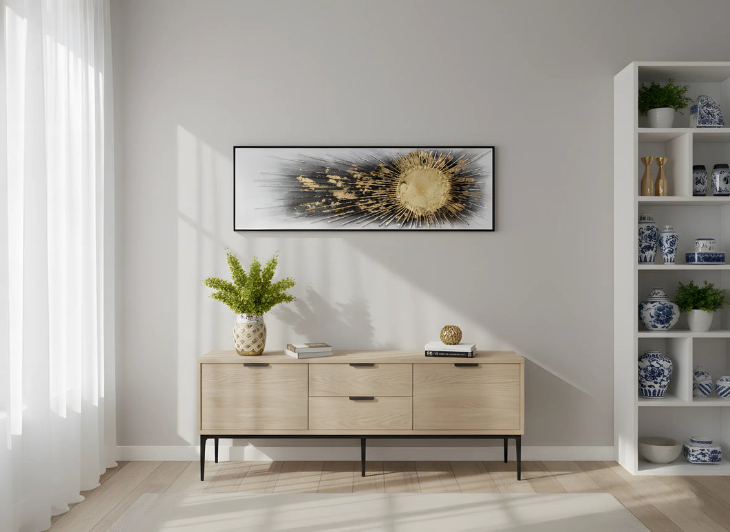 Tablou decorativ cu soare abstract – 50 × 150 cm | Olivy