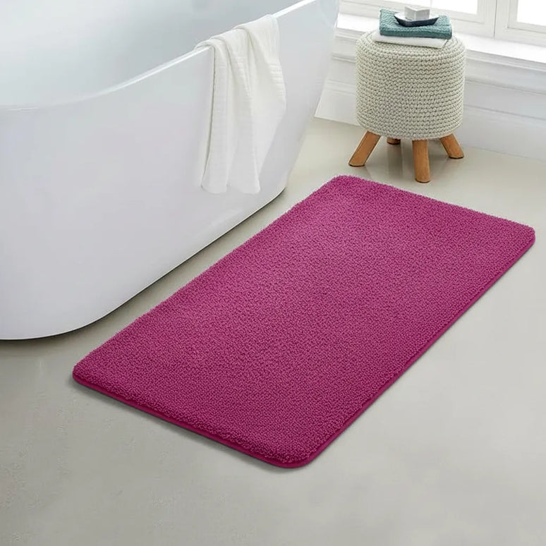 Covoraș baie din microfibră supersoft, antiderapant TRP, 45×75 cm, Fucsia