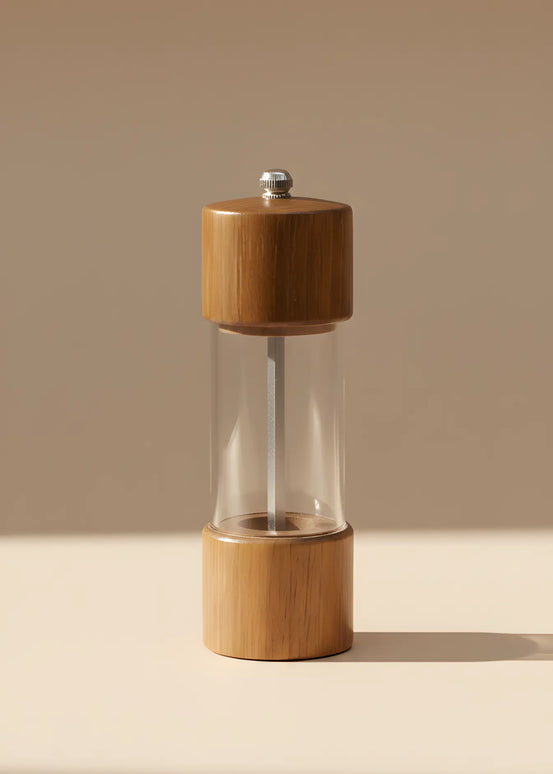 Râșniță sare din lemn, acril și oțel inoxidabil, 16×5 cm