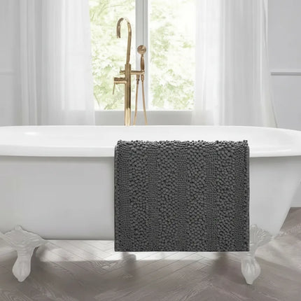 Covoraș baie din Chenille moale, strat antiderapant, 45×70 cm, Gri inchis